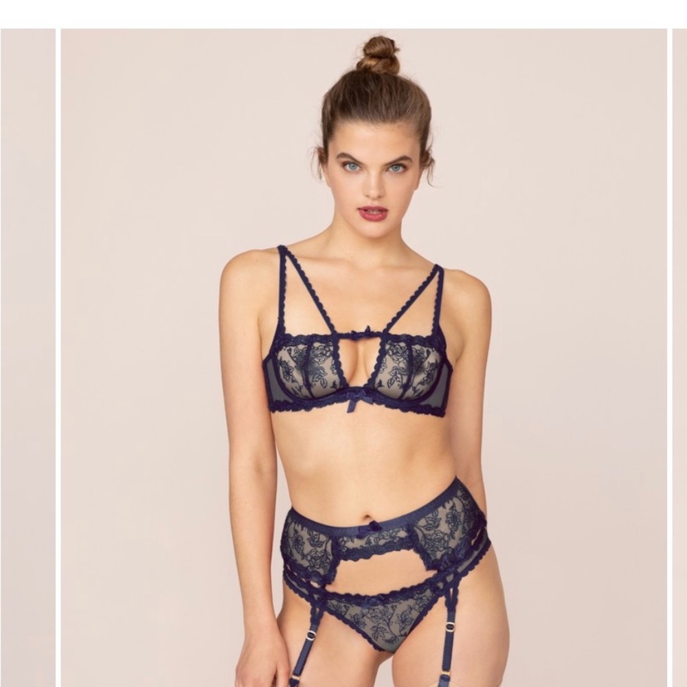 AGENT PROVOCATEUR | Rosa Bra and panty Lingerie Set in Navy Blue